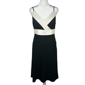 Ann Taylor Sheath Dress Sleeveless Black Whit 4 Spaghetti Strap Y2K Midi Elegant